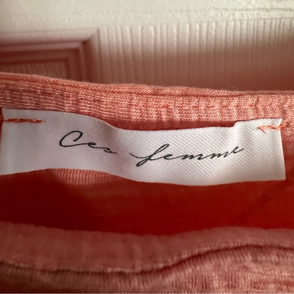 NWOT Ces Femme Coral Short Sleeve Square Neck Tunic - Size M - Picture 2 of 4